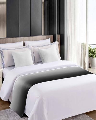 Abstract Grey Black Ombre Bed Runners for Bedroom Hotel,Decorative Bedding Scarf Modern Minimalist Art Bed End Blanket Bedding Runner Scarves for Full Size Beds,83x20in - Image 5