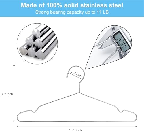 Seropy Clothes Hangers Coat 50 Pack 17.7 Inch Large Bulk Wire Hanger Non-Slip Heavy Duty Clothing Hangers Metal Space Saving Thin Stainless Steel Hanger for Clothes - Image 4