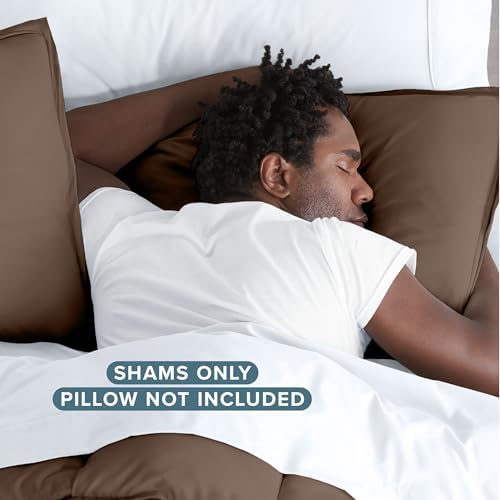Bare Home Pillow Sham Covers 1800 Ultra-Soft Set of 2 (King, Cocoa) - Image 4