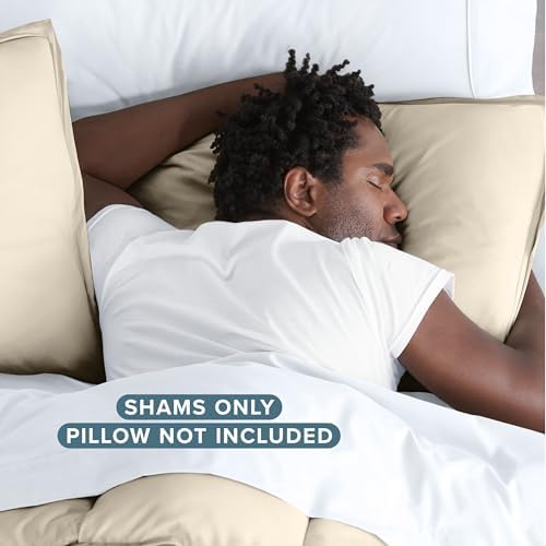 Bare Home Pillow Sham Covers 1800 Ultra-Soft Set of 2 (Queen, Sand) - Image 4