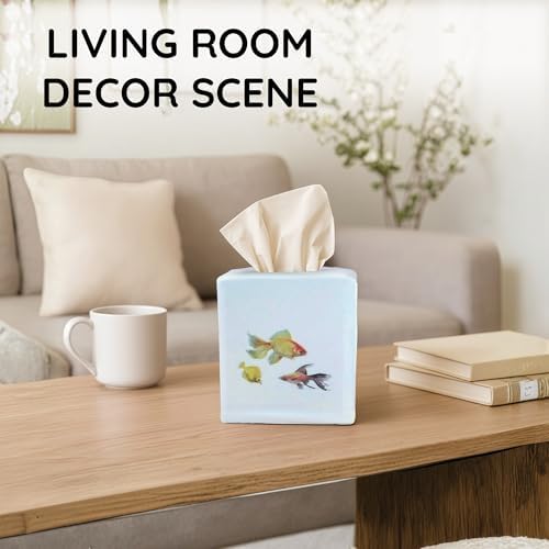 Square Tissue Box Cover Cute Set of 2, Fish - Image 2