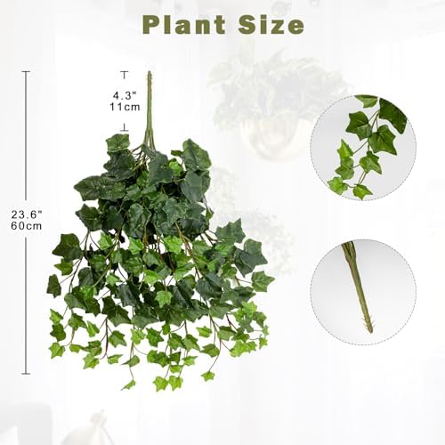 Hollyone 2pcs Artificial Hanging Plants 24" Fake Ivy Vine Faux Ivy Leaves Hanging Plant Greenery for Wall House Room Patio Indoor Outdoor Home Shelf Office Wedding Decor - Image 2
