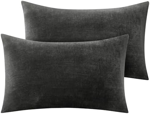 BEDELITE Flannel Pillowcases Standard Set of 2, Dark Gray, 20x26 Inches by BEDELITE
