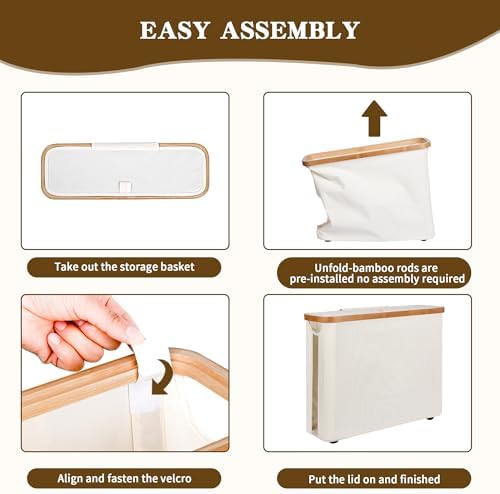 Toilet Paper Storage Basket with Lid - The Ultimate Bathroom Organizer, Free Standing Toilet Paper Holder for Up to 9 Mega Rolls, Toilet Tissue Storage Bin with Handle for RV Closet, Beige - Image 5
