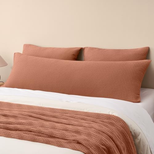 PHF Ultra Soft Waffle Body Pillowcase 20" x 54", Terracotta, No Insert by PHF