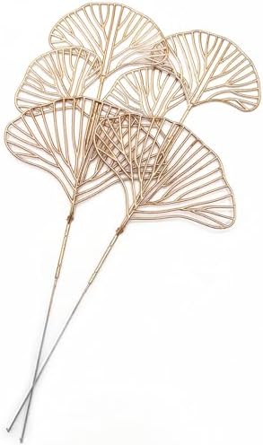 PASYOU Fake Golden Apricot Leaves Plants Artificial Gold Ginkgo Leaf Stems for Christmas Decor, Faux Plastic Sticks Picks Indoor Outdoor Home Wedding Party Event Xmas Ornaments DIY Decoration 12 Pcs - Image 3