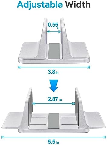 JARLINK Vertical Laptop Stand, Adjustable Aluminum Desktop Holder, Silver - Image 2