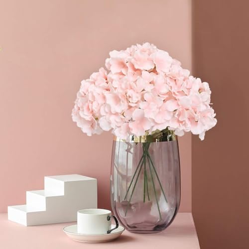 Fake Pink Hydrangea Artificial Flowers - Faux Silk Hydrangeas Flowers Heads with Stems Real Touch for Home Wedding Party Table Decor(Pink,Pack of 10) - Image 4