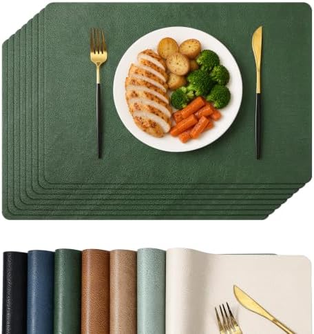 Homaxy Vinyl Heat Resistant Placemats Set of 8, Forest Green by Homaxy