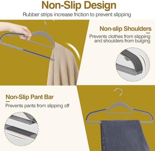 Plastic Hangers 50 Pack, 16.5" Non-Slip Clothes Hangers Heavy Duty - Image 3