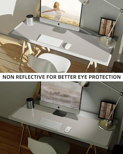 AFIING Leather Desk Pad Protector,Mouse Pad,Office Desk Mat, Non-Slip PU Leather Desk Blotter,Large Desk mat,Waterproof Keyboard mat for Office/Home/Decor (Light Grye,48"" x 17"") - Image 6