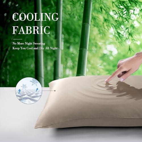 WishSmile Body Cooling Pillowcase Long Pillow Case Breathable Cool Silky Soft Rayon Derived from Bamboo Fabric,Hair and Skin Friendly,Taupe,1 Pack,20x54IN - Image 2