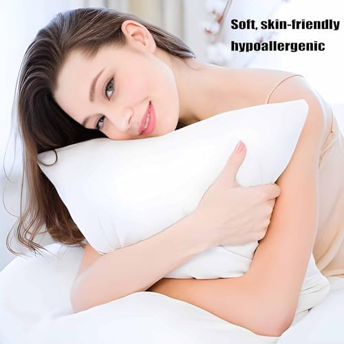 Acteb Medium Support Bed Pillows Queen Size Set of 4 Pack for Sleeping 20"x30", Hypoallergenic Skin Friendly Down Alternative Filling for Side Stomach Back Sleeper Machine Washable - Image 3
