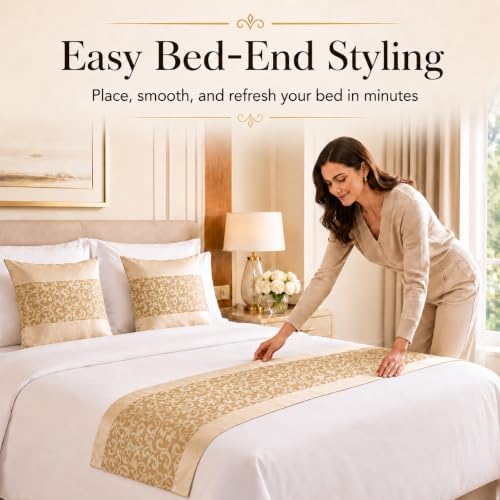 Jacquard Bed Runner Set with 2 Pillow Covers, No Filling, Bedding Decor - Image 4
