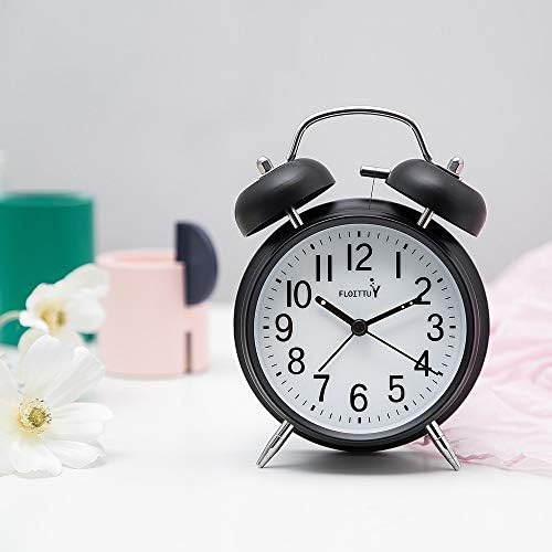 FLOITTUY {Loud Alarm for Deep Sleepers) 4'' Twin Bell Alarm Clock with Backlight for Bedroom and Home Decoration(Black) - Image 3
