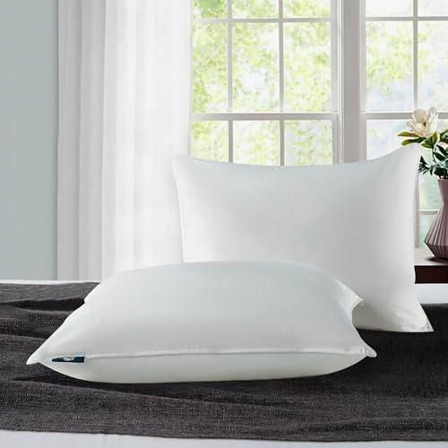 Serta 233 Thread Count White Goose Feather Down Fiber Pillows Medium Firm King Size Pillows Set of 2 Pack 100% Cotton Hotel Collection Bed Pillow for Side Sleeper - Image 6