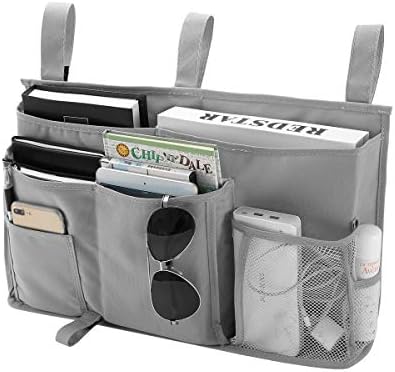 Bseash Bunk Bed Organizer, Bedside Caddy Hanging Bed Organizer Storage Bag 8 Pockets, for College Dorm Rooms Bed, Hospital Bed, Baby Bed Rails, 600D Oxford Cloth (Gray) by Bseash