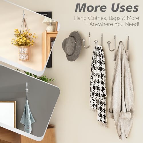 Hion Curtain Holdbacks Silver 6pcs, Curtain Tiebacks Wall Mounted Hooks - Image 5