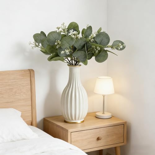 12 PCS Artificial Eucalyptus Stems Greenery Branches, 13 Inch Faux Eucalyptus Stems Leaves Picks with White Seeds, Artificial Greenery Stems for Vase Bouquets Wreath Flower Arrangement Decoration - Image 5