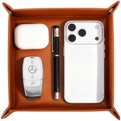 EZDeco Valet Tray for Men PU Leather Jewelry Tray for Women by EZDeco