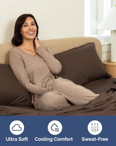 CGK Linens 2 Pack Extra Deep Twin Fitted Sheets - Brown - Image 3