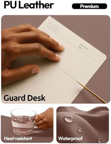 YSAGi Leather Desk Protector, Office Mat, Large Mouse Mat, Non-Slip PU Leather Blotter, Laptop Desk Mat, Waterproof Writing Pad for Office and Home(Chocolate, 40" x 24") - Image 4