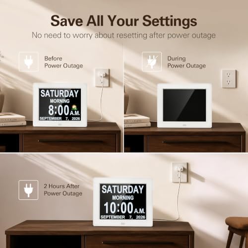 JALL 8" Large Digital Calendar Day Clock for Seniors 2026 - Easy to Read Alzheimer's Dementia Memory Loss Clock for Elderly with IPS Wide Angle，Day & Date, 12 Custom Alarms & Auto-Dimming, Black - Image 6