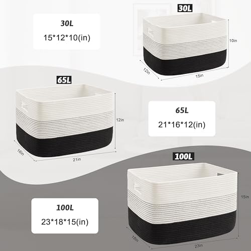 Artfeel Blanket Basket,Rectangle Woven Baskets for Storage,65L Laundry Basket for Decorative Nursery Blanket,Toys,Dirty Clothes and Magazine in Shelves,Baby Room,and Living Room - Image 5