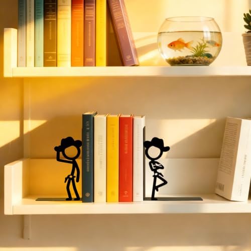 2 Pcs Metal Bookends and Heart Bookmark,Book Ends for Book Shelf,Cowboys - Image 5