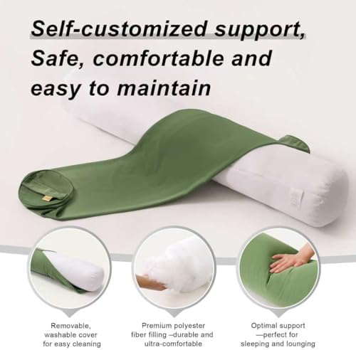 Long Round Body Pillow for Adults, 59 x 7.87 in, Olive Green - Image 4