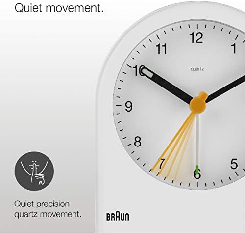 Braun Classic Analogue Alarm Clock with Snooze and Continuous Backlight, Quiet Quartz Movement, Crescendo Beep Alarm in White, Model BC22W. - Image 2