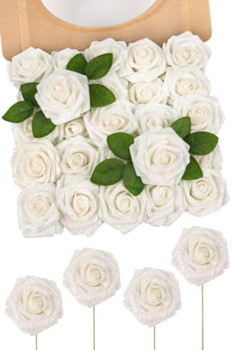 Artificial Roses Flowers Real Touch Fake Roses Flowers Decorations,50Pcs by NTNIETING