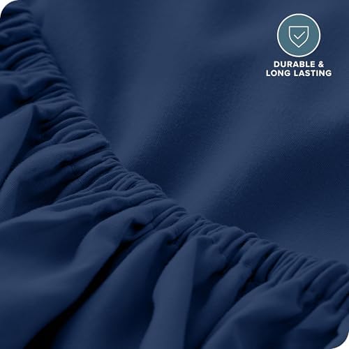 Bare Home King Fitted Sheet - 1800 Ultra-Soft (King, Dark Blue) - Image 5