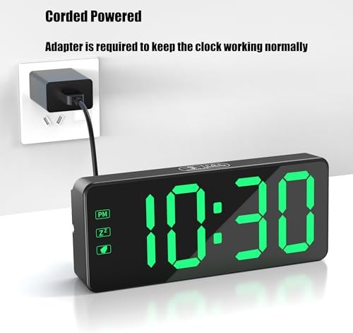 KWANWA Alarm Clock for Heavy Sleepers - 2.4" Super Bright LED with 3-Stage Dimming, 7-Min Snooze, Anti-Power Outage Design/Battery Backup (UL Adapter + 59" Charging Cable Included) - Image 2