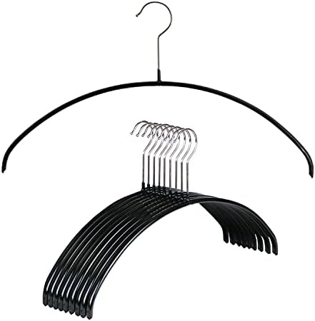 Mawa by Reston Lloyd Euro Series Non-Slip Space Saving Steel Clothes Hanger for Shirts, Dresses, Sweaters, Style 40/P, Set of 10, Black (14118) by Mawa