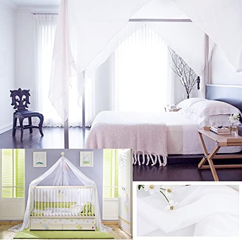 NICETOWN Sheer Canopy Bed Curtains Panels 216 - Home Decoration Sheer Voile Scarf Valance for Wedding (1 Panel, W60 x L216, White) - Image 5