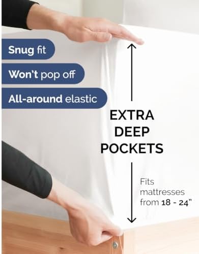 CGK Linens 2 Pack Extra Deep Twin XL Fitted Sheets - Antique White - Image 2