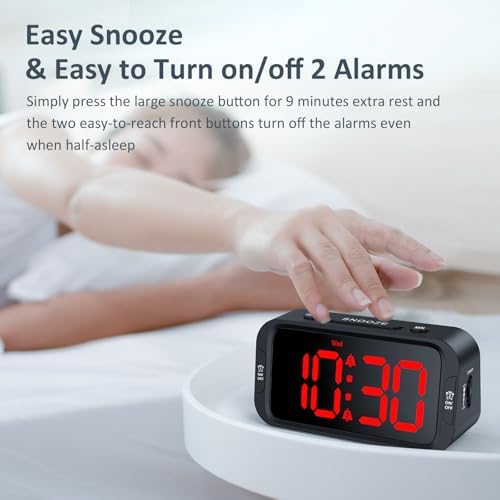 Odokee Digital Dual Alarm Clock for Bedroom with 0-100% Dimmable Display - Image 6