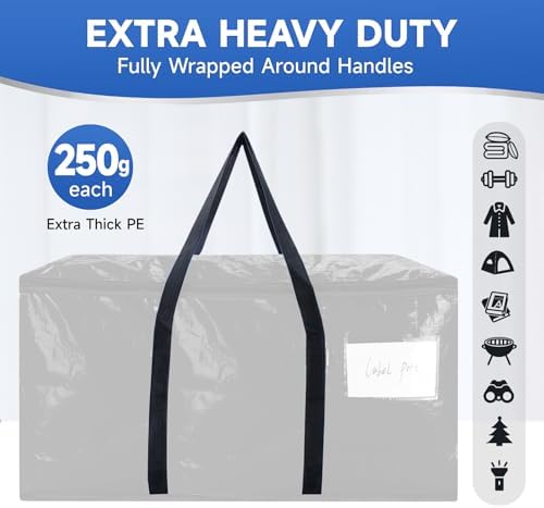 CONGREGATE 8‑Pack Black Moving Bags, Heavy Duty Extra Large PE Storage Packing Bags with Reinforced Handles & Zippers, Alternative to Moving Boxes for Clothes Bedding Storage 97L - Image 5
