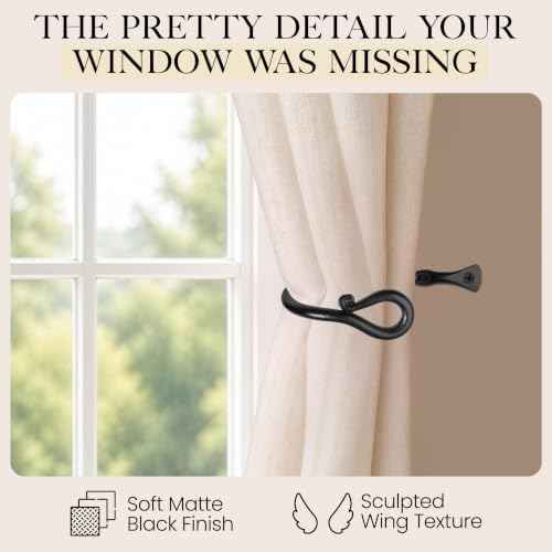 RTZEN Metal Curtain Tiebacks, Drapery Holders for Wall, 2 Pcs - Image 4