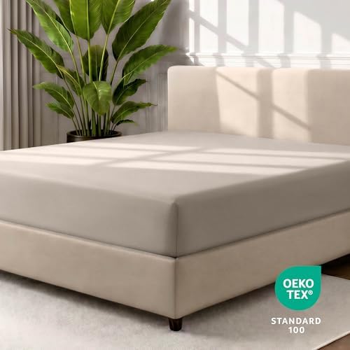 Bare Home King Fitted Sheet - 1800 Ultra-Soft (King, Khaki) - Image 4