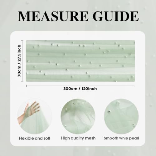 Artoid Mode Pearl Sage Green Gauze Table Runner 10FT Home Decor - Image 6