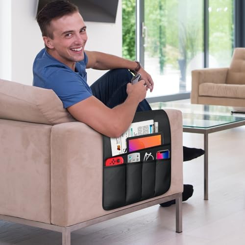 Remote Control Holder for Armchair Caddy, Remote Holder with 5 Pockets - Image 2
