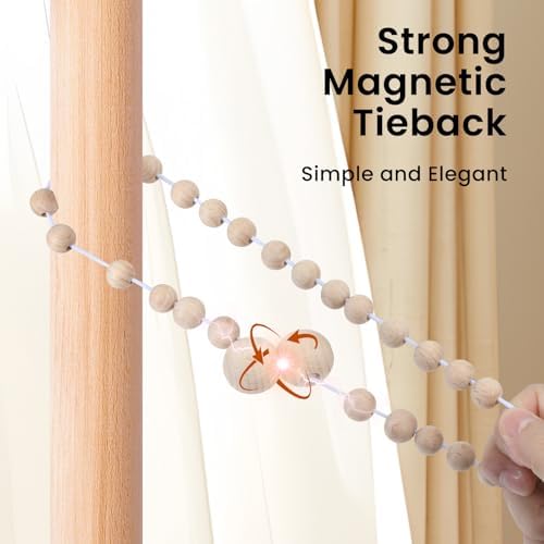 KLOGTSIND Magnetic Curtain Tiebacks, 6 Pack Wood Bead Curtain Holdbacks - Image 6