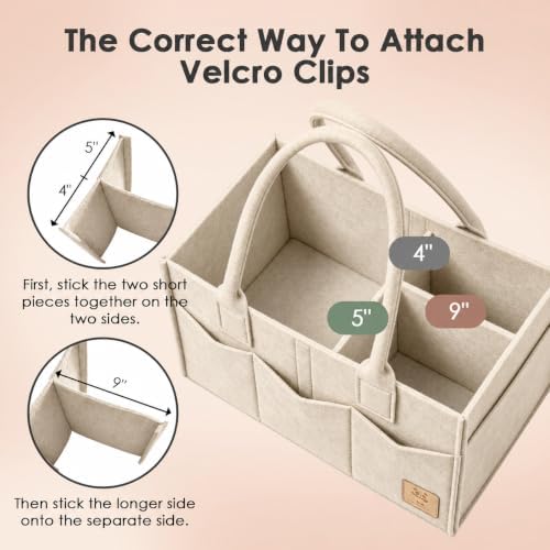 HIPHOP PANDA 2-Pack Diaper Caddy Organizer - Nursery Storage Bin & Car Organizer for Diapers, Wipes, and Baby Essentials - Dual-Color Solid Set (Caramel/Oatmeal), Regular Size - Image 4