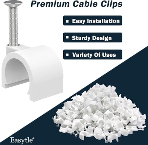 Cable Clips 10mm Nail in Cable Holder Clip 100 Pcs Wire Clips Speaker Tacks for Cords Coax Clamps Ethernet Cord Tacks RG6 RG59 CAT6 RJ45 Wall Wire Organizer - Image 2