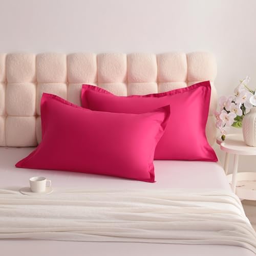 NTBAY Standard Pillow Shams, Set of 2, Microfiber, Magenta - Image 3
