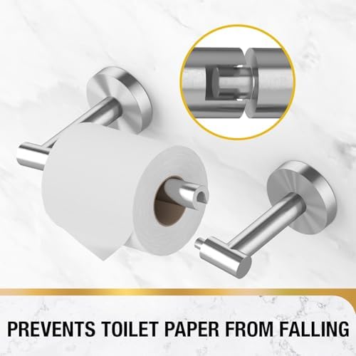 HITSLAM 2 Pack Brushed Nickel Toilet Paper Holder, Double Post Pivoting - Image 3