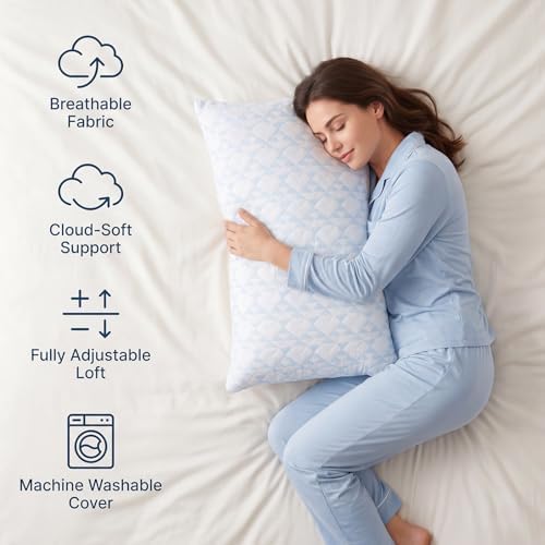 Alkyonos Shredded Memory Foam Pillows for Sleeping, Adjustable Firm Pillow for Side, Back and Stomach Sleepers, Very Soft ＆ Warm for Winter ＆ Spring, King Size Set of 2 - Image 2