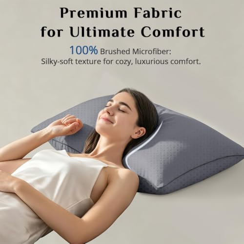 JOLLYVOGUE Grey Pillows King Size Set of 2, Washable Supportive Firm Bed Pillows with Oeko-Tex Certified Soft Down Alternative Fill, Fluffy Luxury Hotel Quality for Side, Back, and Stomach Sleepers - Image 4